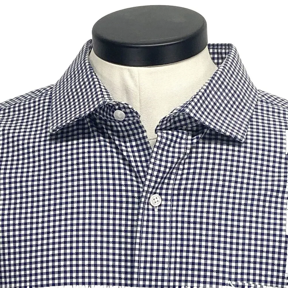 Tommy Hilfiger Dress Shirt Men's 17 34/35 Gingham Stretch Reg Fit Wrinkle Resist